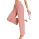 thumbnail image 4 of INSPIRAR CHIC Pantalones Palazzo de Pierna Ancha de Cintura Alta para Mujeres, Casual, con Cuerda, Cortos, L Rosa, 4 of 5