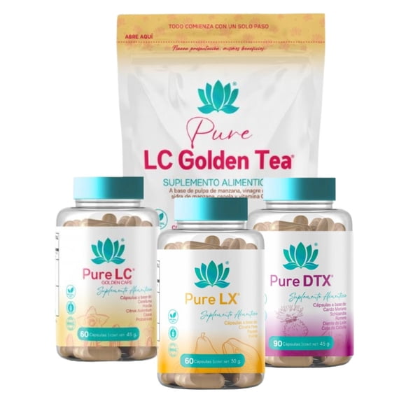 Kit Golden Detox (Pure LC Golden Caps + LC Golden Tea 150 Gr + Pure Lx + Pure D-TX Caps) Pure Health