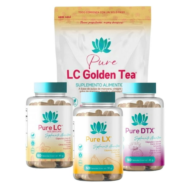 Kit Golden Detox (Pure LC Golden Caps + LC Golden Tea 150 Gr + Pure Lx + Pure D-TX Caps) Pure Health