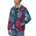 thumbnail image 3 of Honeii Red And Blue Leaves Print Hoodies for Men, Pullover & Full Zip, Breathable Zip up Hoodie, Sweatshirt-Medium, 3 of 5