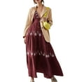 thumbnail image 1 of xiaxaixu Robe Longue Décontractée d'Été pour Femme, Broderie de Fleurs, à Nouer, Col Licou, Sans Manches, Robe Mode Dos Nu, Robe Trapèze, 1 of 6