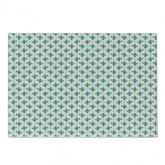 Cactus Cutting Board, Exotic Cacti and Plant Leaf Simplistic Pattern Modern Image, Decorative Tempered Glass Cutting and Serving Board, in 3 Sizes, by Ambesonne