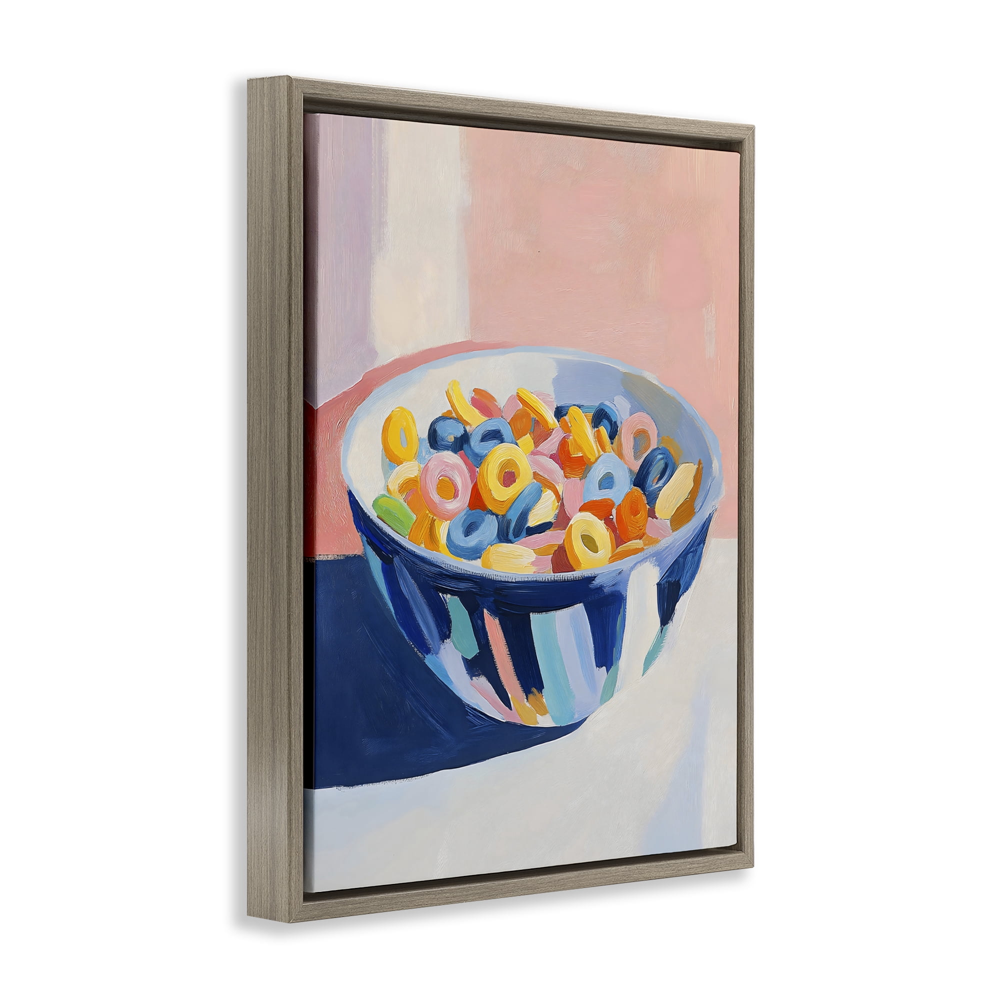 Stupell Industries Colorful Cereal Bowl Brown Framed Floater Canvas Wall Art, design by The Prints Vibe