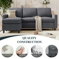 thumbnail image 6 of Walsunny 73.6" Convertible Sectional Sofa Couch, L-Shaped 3-Seat Sofa Couch with Reversible Chaise for Small Space,Dark Gray, 6 of 10