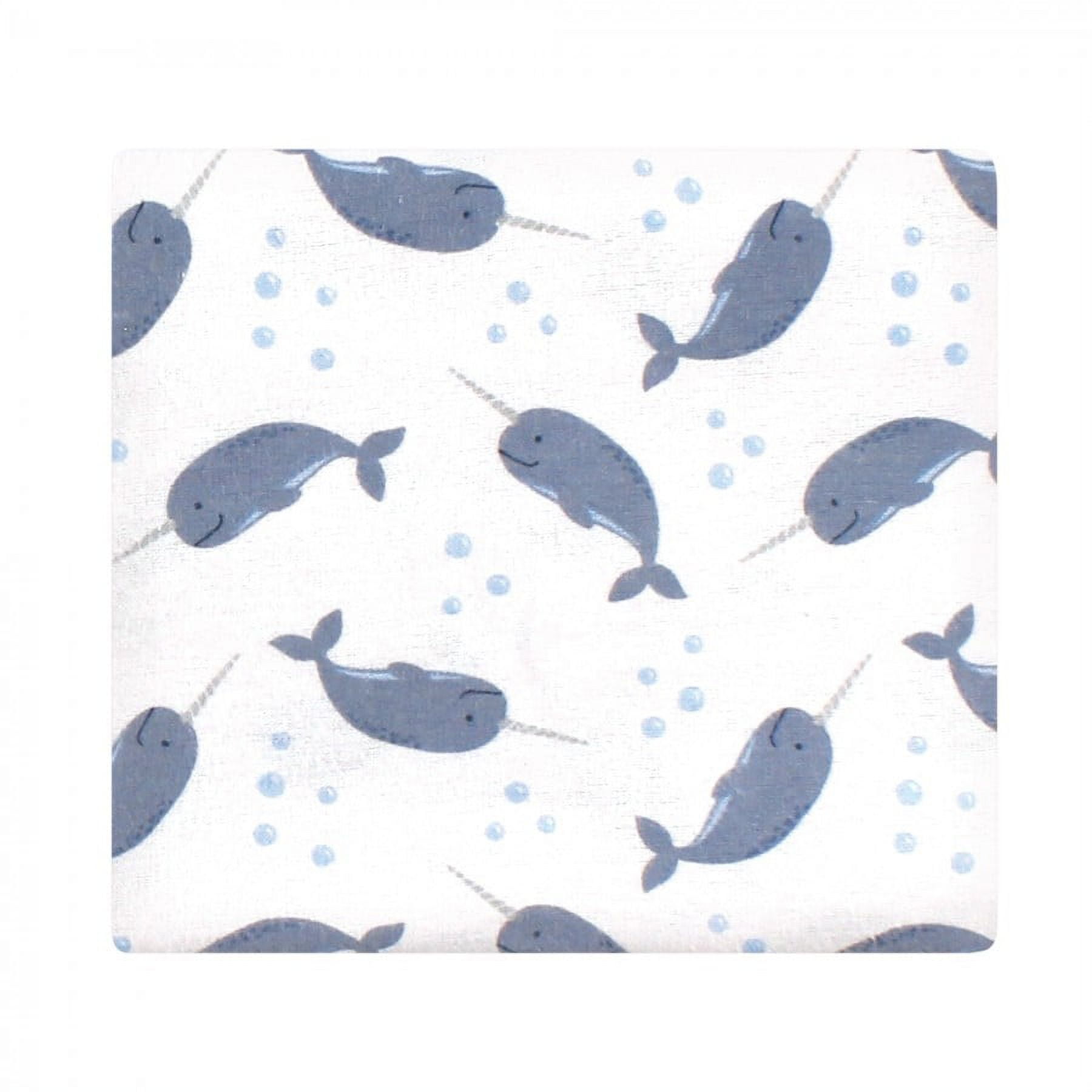 Hudson Baby Unisex Baby Cotton Poly Flannel Receiving Blankets Bundle, Narwhal, One Size