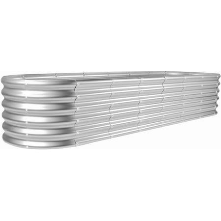 8×2×1.5ft Galvanized Raised Garden Bed Kit, Raised Garden Boxes Outdoor, Oval Metal Raised Garden Beds for Vegetables, Silver