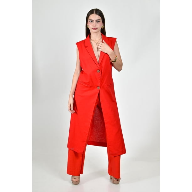 Conjunto largo de lino Roman Fashion /Juvenil, 791 (Rojo) rojo M