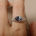 thumbnail image 4 of Vintage alexandrite engagement ring, sterling silver oval cut retro milgrain ring, June birthstone, 4 of 4