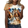 thumbnail image 1 of Womens Horse Racing T-Shirts Plus Size Vintage Retro Graphic Tees Loose Fit Funny Pullover Tops, 2XL, 1 of 5