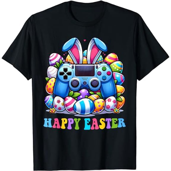 Video Game Bunny Eggs Costume Easter Day Boys Kids Gaming T-Shirt