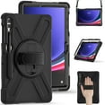 thumbnail image 2 of For Samsung Galaxy Tab S10 Plus/S9 FE+/S9 Plus Case 12.4 inch SM-X820/SM-X610/SM-X810, 360 Hand Strap, Shoulder Strap, Kickstand, Rugged Drop Protection, Black, 2 of 7