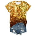 thumbnail image 5 of Arlun Carnival Sparkle Short Sleeve T-Shirts for Women Holiday Party Night Sequin Printed Crewneck Pullover Top Casual Dressy Loose Fit Comfortable Glitter Shirts 1-Gold XL, 5 of 5