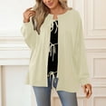 thumbnail image 2 of Fiaer Casual Loose Long Sleeve Cardigan Sweaters For Women Solid Color Drawstring Belted Comfortable Crew Neck Tops For Daily Beige XL, 2 of 4