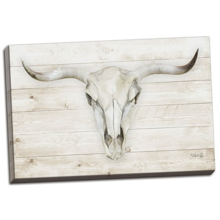 Cow Decor - Gango Home Decor Country-Rustic Cow Skull by Marla Rae (Ready to Hang); One 18x12in Hand-Stretched Canvas