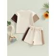 thumbnail image 4 of Wassery Baby Boys Summer Outfits Short Sleeve Contrast color T-shirt Round Neck Tops and Elastic Shorts 2Pcs Toddler Casual Clothes Set 0-3T, 4 of 9