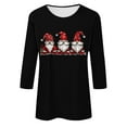 thumbnail image 4 of Jinhomg Merry Christmas Shirt for Women Cute Xmas Gnome Printed Tees Blouse Ladies Casual 3/4 Length Sleeve Holiday Party Pullovers Todays Daily Deals Black M, 4 of 5