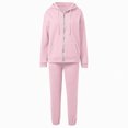 thumbnail image 3 of Women 2 Piece Outfits Sweatsuit Full Zip Hooded Sweatshirt Jacket Jogger Pants Casual Loose Tracksuit Set with Pockets for Workout Jogging Daily Street Going‑out Wear S, 3 of 9