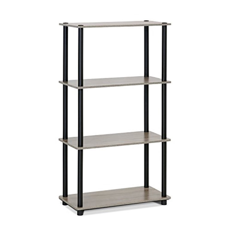 Furinno 4-Shelf Decorative Storage Shelves, Gray and Black photo 2