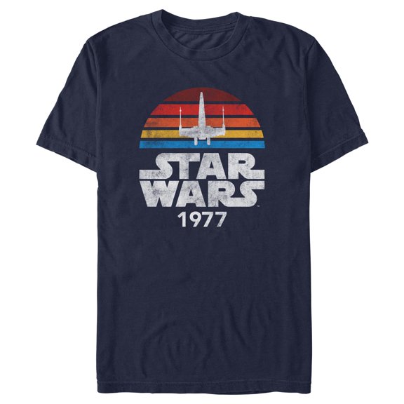 Men's Star Wars: A New Hope Retro Distressed X-Wing Stripes Logo Graphic T-Shirt