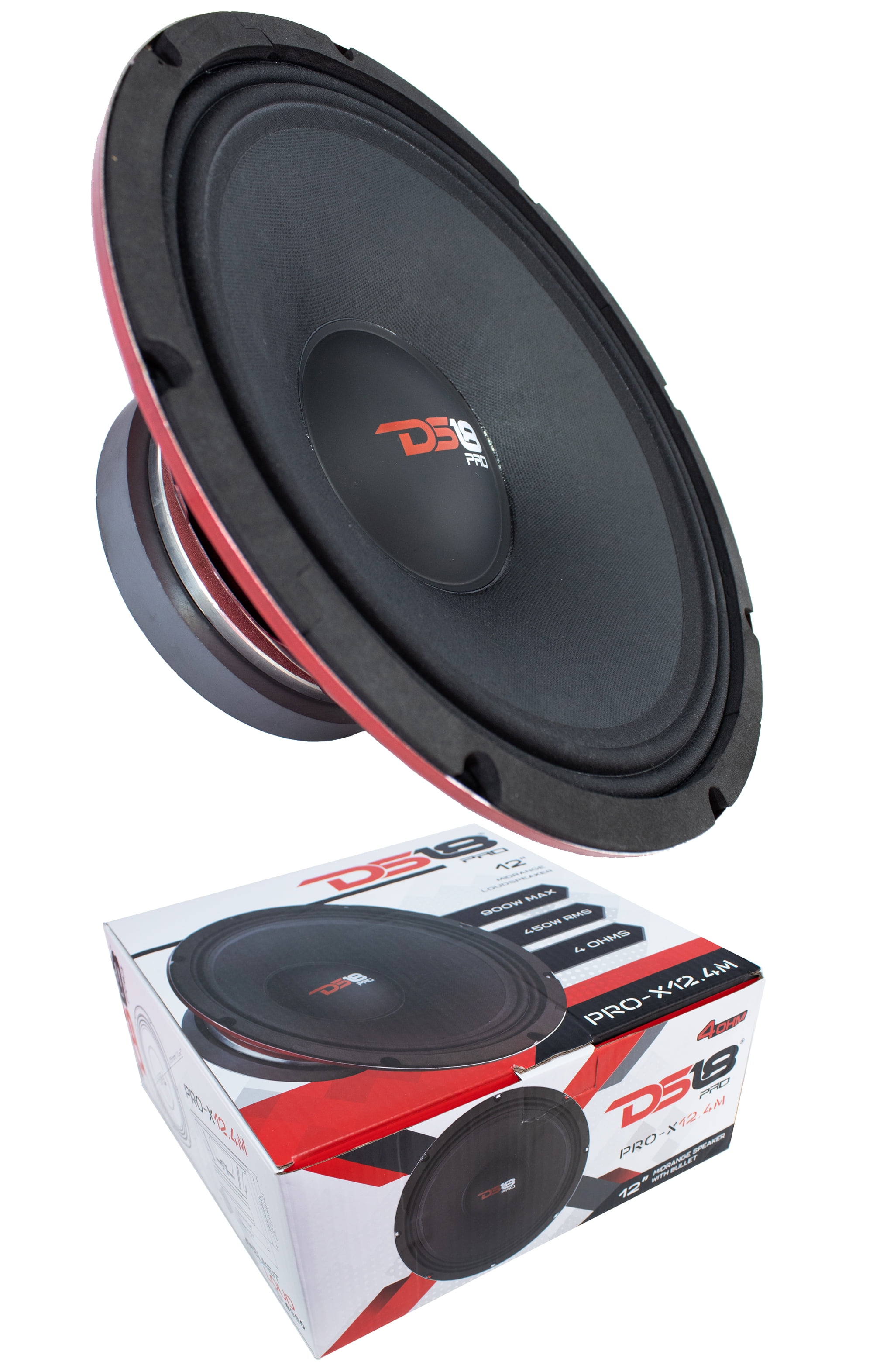 1x DS18 12" Pro Audio Mid Range Loud Speaker Red 900 Watt 4 Ohm PROX12.4M