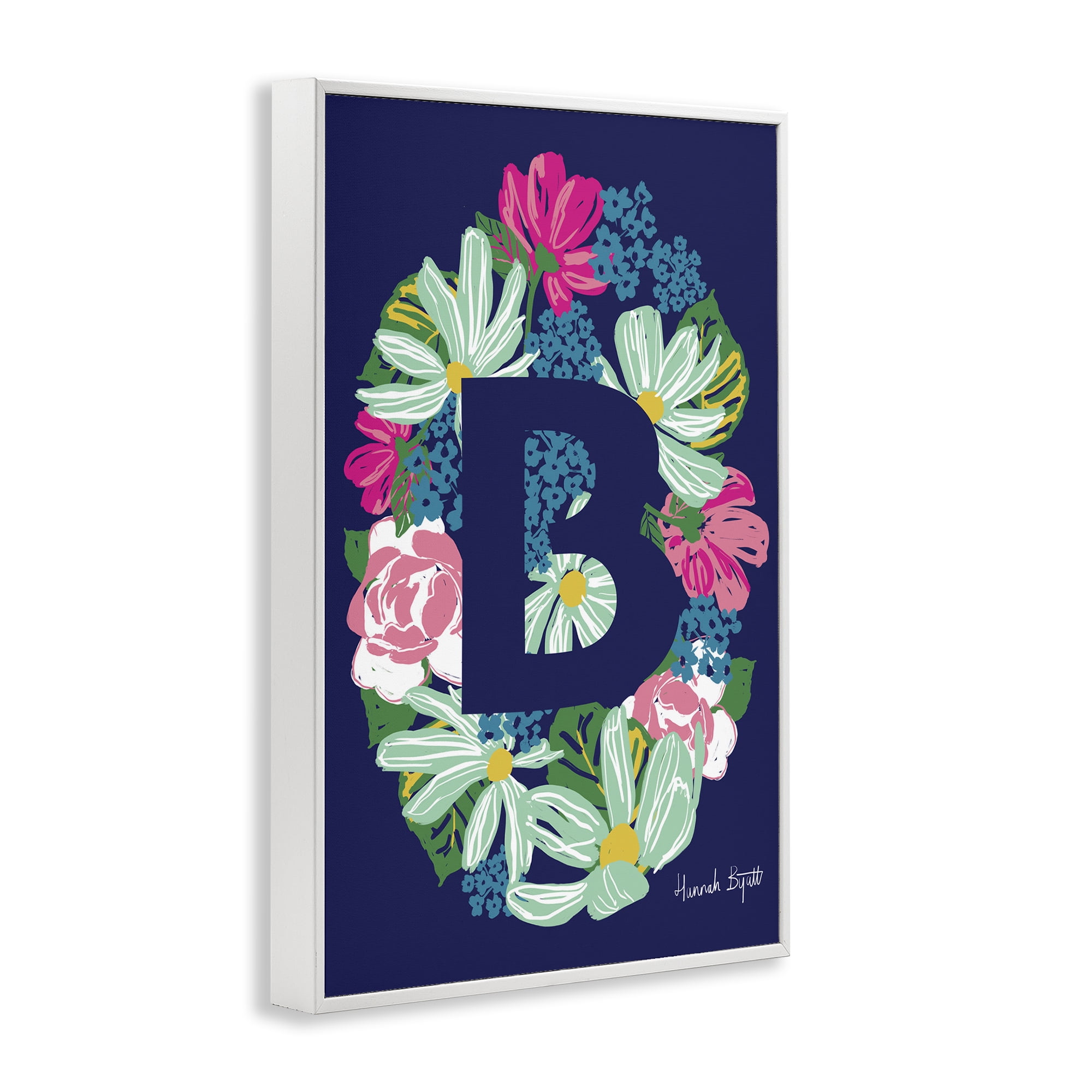 Stupell Industries Floral Bloom Letter B Botanical & Floral Painting White Framed Art Print Wall Art, 16 x 24