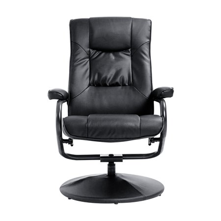Babyroom Black Leather Swivel Recliner Chair Armchair With Ottoman Footrest For Office Home Lounge Walmart Canada