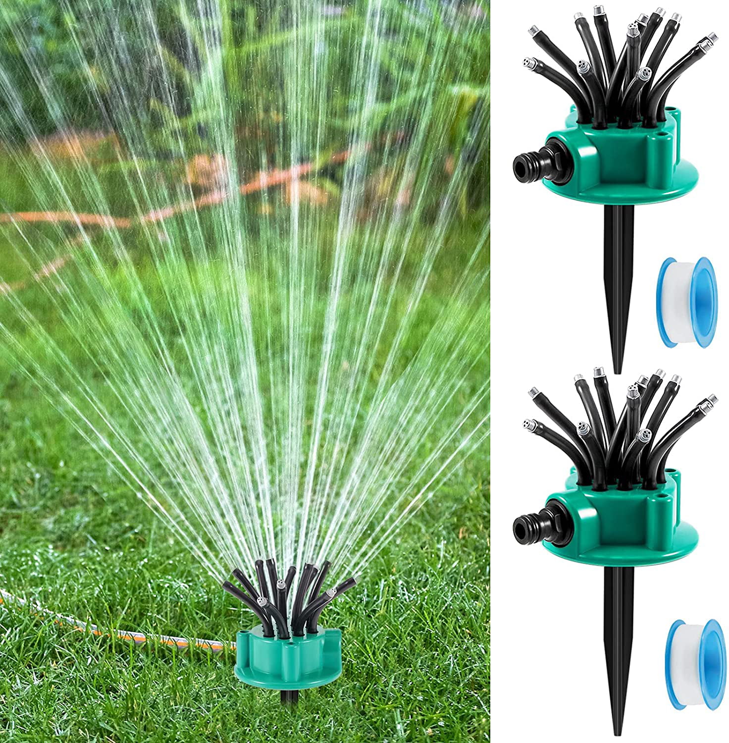 Flexi Hose Mini Oscillating Sprinkler with Pivoting Head Adjustable Spray Angle Adjustable Water Flow and Spray Area Control for Small and Large Lawns and Gardens Up to 3,875 Square Feet 
