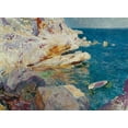 thumbnail image 2 of Sorolla, Joaquin 14x11 Black Ornate Wood Framed with Double Matting Museum Art Print Titled - Rocks of Javea and the white boat, 2 of 4