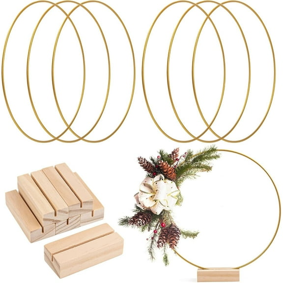 GoXteam 6 PCS 12 Inch Floral Hoop Table Centerpiece, Smooth Wreath Macrame Rings for DIY Wedding Decorations, Flower NOT Included