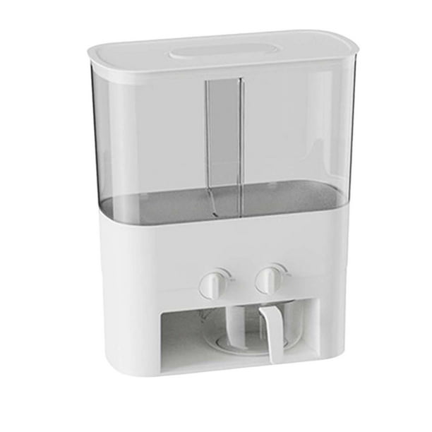 Contenedor de almacenamiento de granos con dispensador de alimentos secos para harina de grano. Blanco