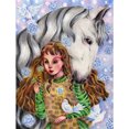 thumbnail image 1 of Pintura de diamante (DB0367) Kit de bricolaje Chica de caballo Imagen de arte de diamantes de imitación redonda completa 40x50cm Blanco Hugtrwg Para estrenar, 1 of 1