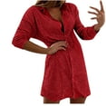 thumbnail image 2 of Qiopertar Robe Décontractée à Manches Longues en Coton et Lin Col en V Printemps et Été pour Femmes en Solde à Moins de 5$ en Solde, 2 of 4