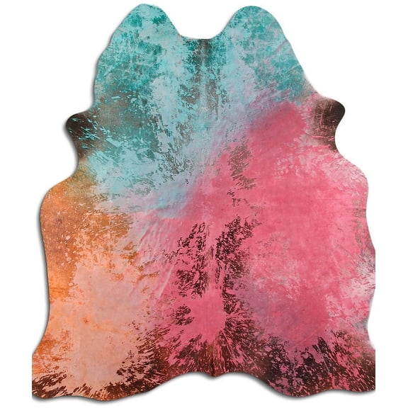 Enlightening cowhide rugs for sale DISTRESSED COLORFUL rug