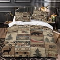 thumbnail image 3 of LAICAIW Ensemble 3 Pcs Ensemble 3 Pcs sur Lit Ensemble de Literie Courtepointe Style Chalet - Parcelle Faune - Ensemble de Couette Réversible Style Cabane Rustique Campagnarde avec Couvre-Oreillers Décoratifs, Brun Double (203x228 cm), 3 of 7