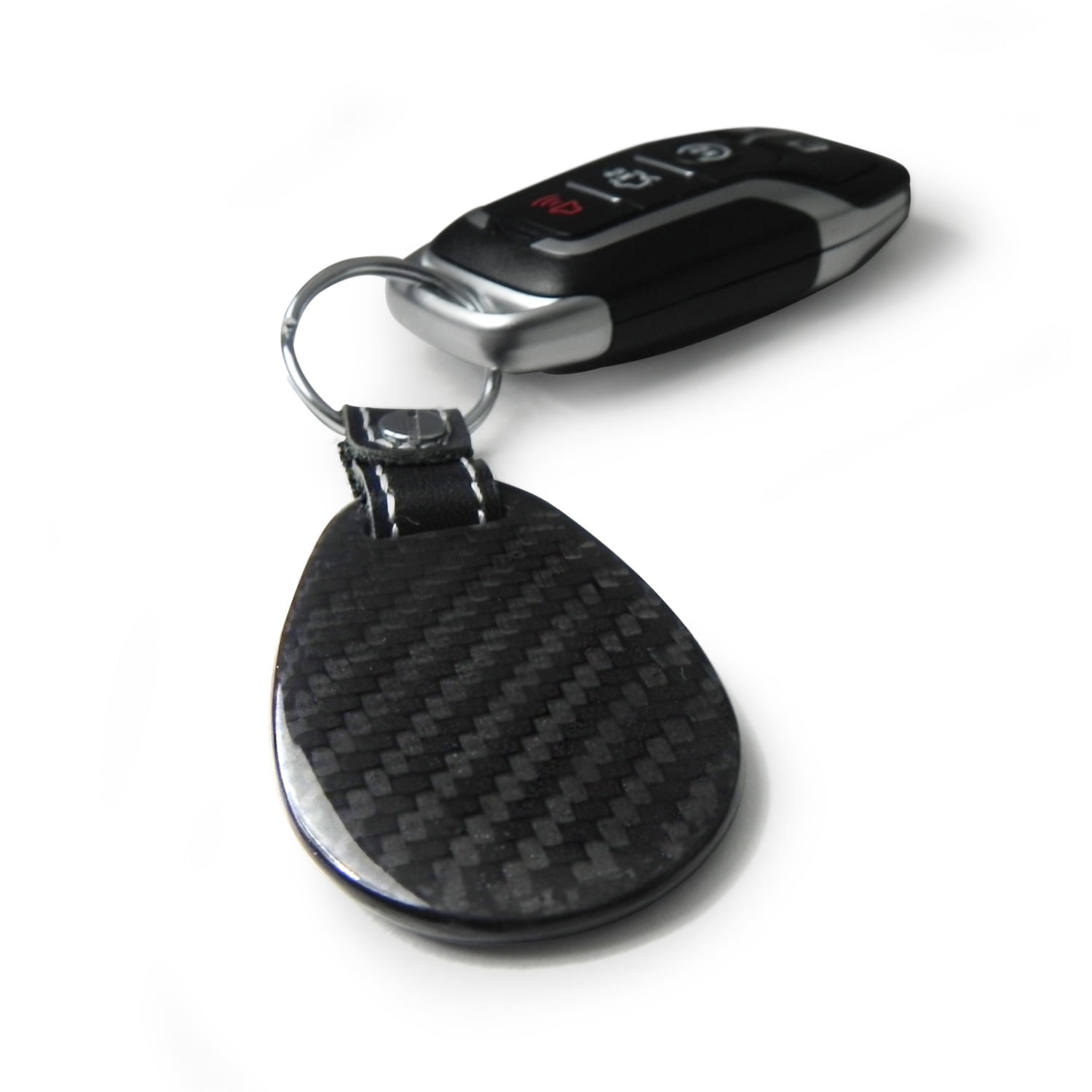 iPick Image for Chevrolet Silverado Black Real Carbon Fiber Large Tear-Drop Key Chain, Official Licensed