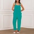thumbnail image 6 of HAPIMO Wide Leg Cotton Linen Jumpsuit for Women Clearance Summer Relaxed Baggy Pocket Sleeveless Trousers Casual Button Workout Fashion Solid Sale Green, 6 of 9