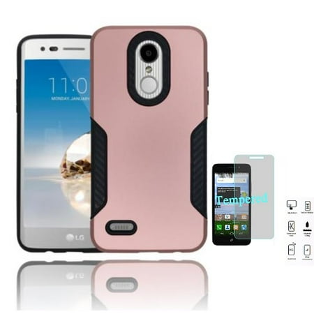 Tempered Carbon (Phone Case for LG Fortune 2, LG Risio 3, LG Zone 4, LG K8 2018, LG Aristo 2 Plus, LG Tribute Dynasty Rubberized Hard Cover Case with Carbon Fiber Design)