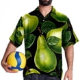 thumbnail image 4 of pear Men's Button Down Spread Collar Casual Printed Short Sleeve Summer Beach Unisex Shirts, 4 of 6