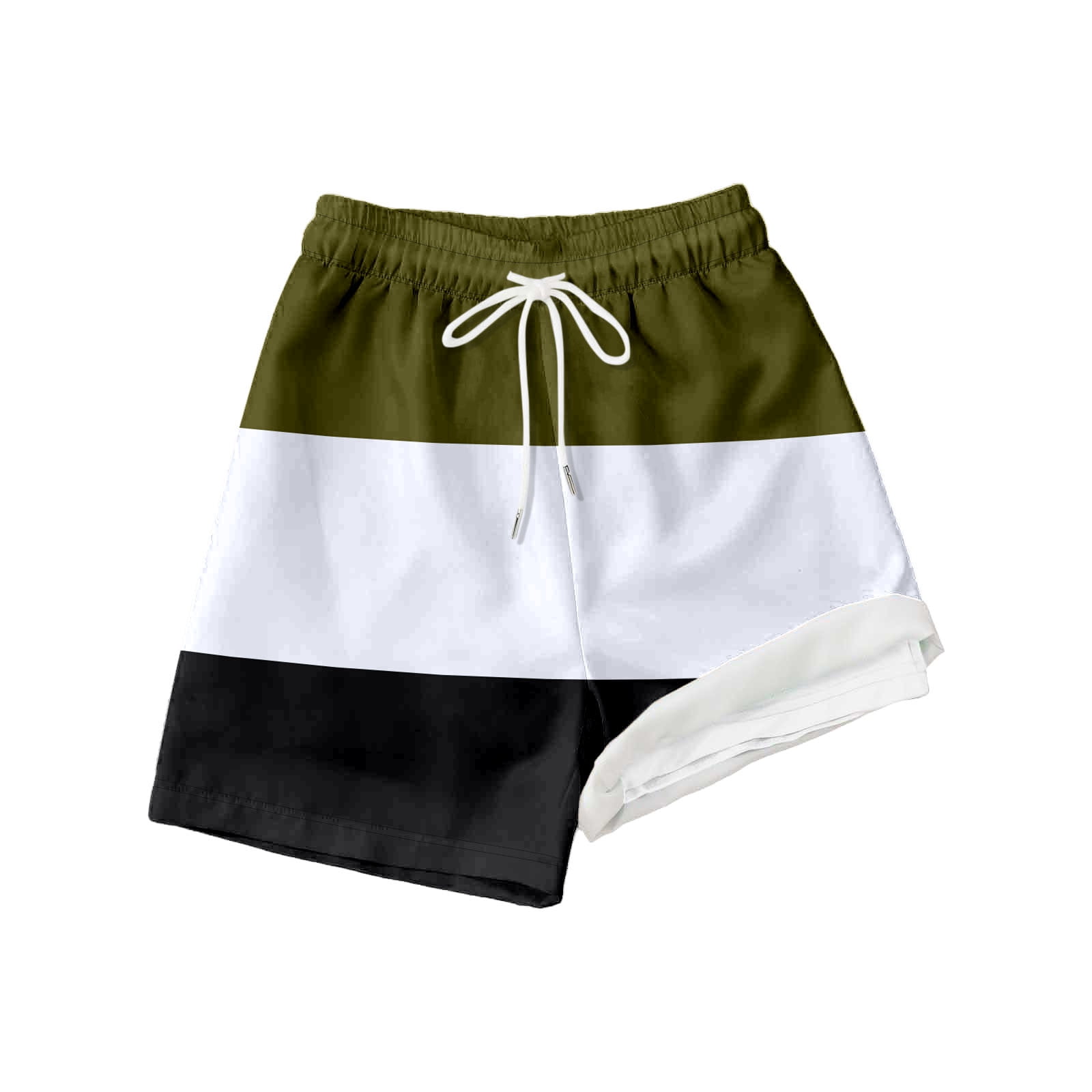 FASHOFT Boys Swim Trunks with Mesh Liner Color Block Comfortable Swimming Shorts Stretchy Quick Dry Kids Board Shorts Dark Green