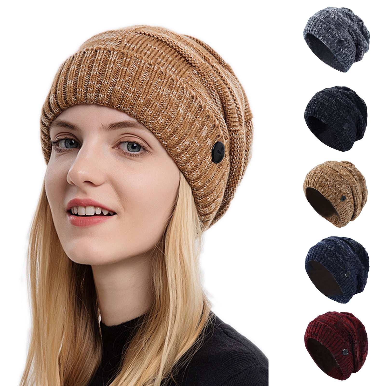 JOYFEEL Winter Fall Knit Hats for Women Men Unisex Warm Stretchy Slouchy Fleece Lined Thick Beanie Skull Ski Caps 