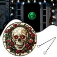 thumbnail image 2 of Glow In The Dark Halloween Skeleton Hanging Sign Acrylic Decoration Scary Porch Decor For Halloween, 2 of 9