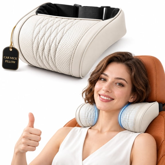 Memory Foam Car Headrest Neck Pillow with Adjustable Strap, Universal Contoured Neck Support Cushion for Long Road Trips, Relieve Driving Fatigue