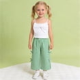 thumbnail image 2 of TOWED22 Baby Girl Clothes Toddler Outfits 2pcs Sleeveless Print Smocked Camisole Linen Pants Summer(Green,5-6 Y), 2 of 6
