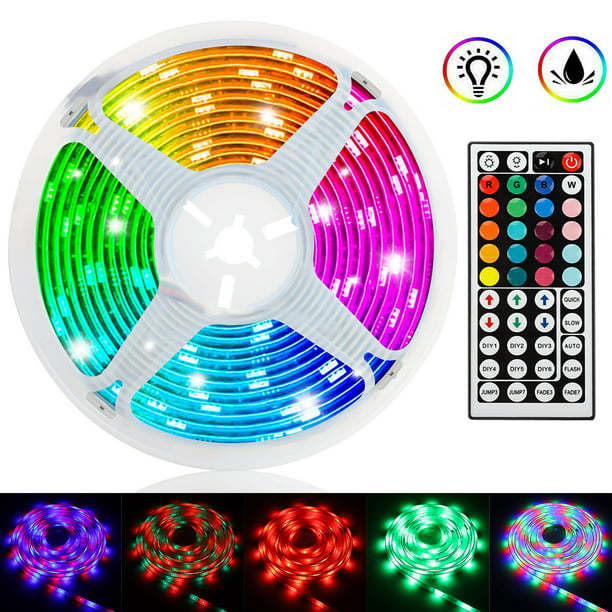 TSV 16.4ft/5M 300LED RGB Muliticolor Changing Flexible LED Rope Lights TV Backlight Tape Strip Light Kit Waterproof with 44Key IR Remote Control, 8-brightness Level, Memory function, 12V Power Supply - .97