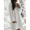 thumbnail image 4 of Women's Autumn and Winter Plush Dress Round Neck Simple Casual Straight Plush Dress Long Sleeve Dresses, 4 of 4