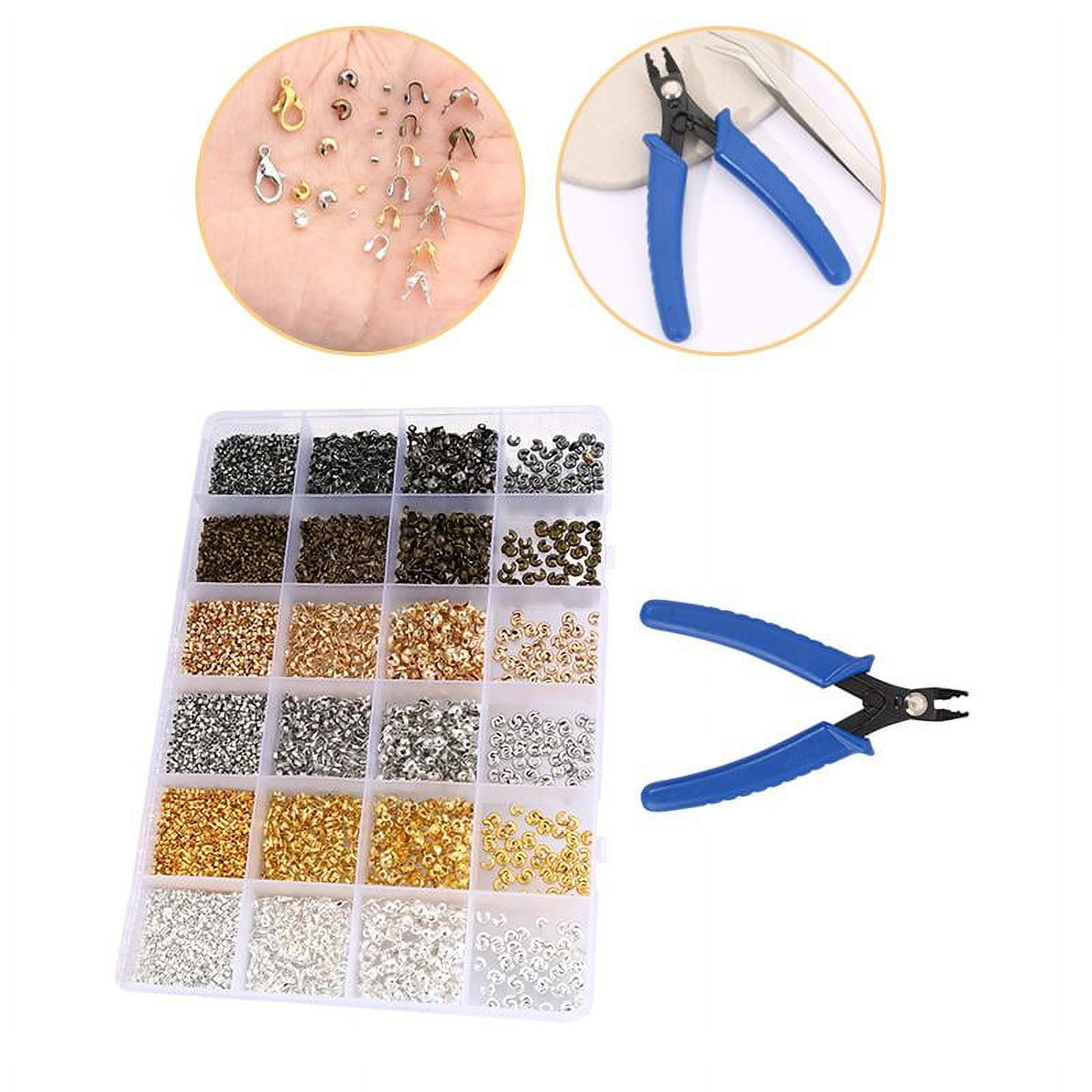Milageto Bead Crimping Pliers Crimp Beads Kit for Jewelry Making Tube Crimp Beads for DIY 24 Grids