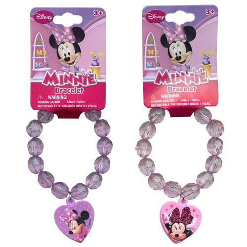 Disney Minnie Mouse Charm Bracelet GIRLS Faceted Bead JEWELRY BIRTHDAY Blue NEW 
