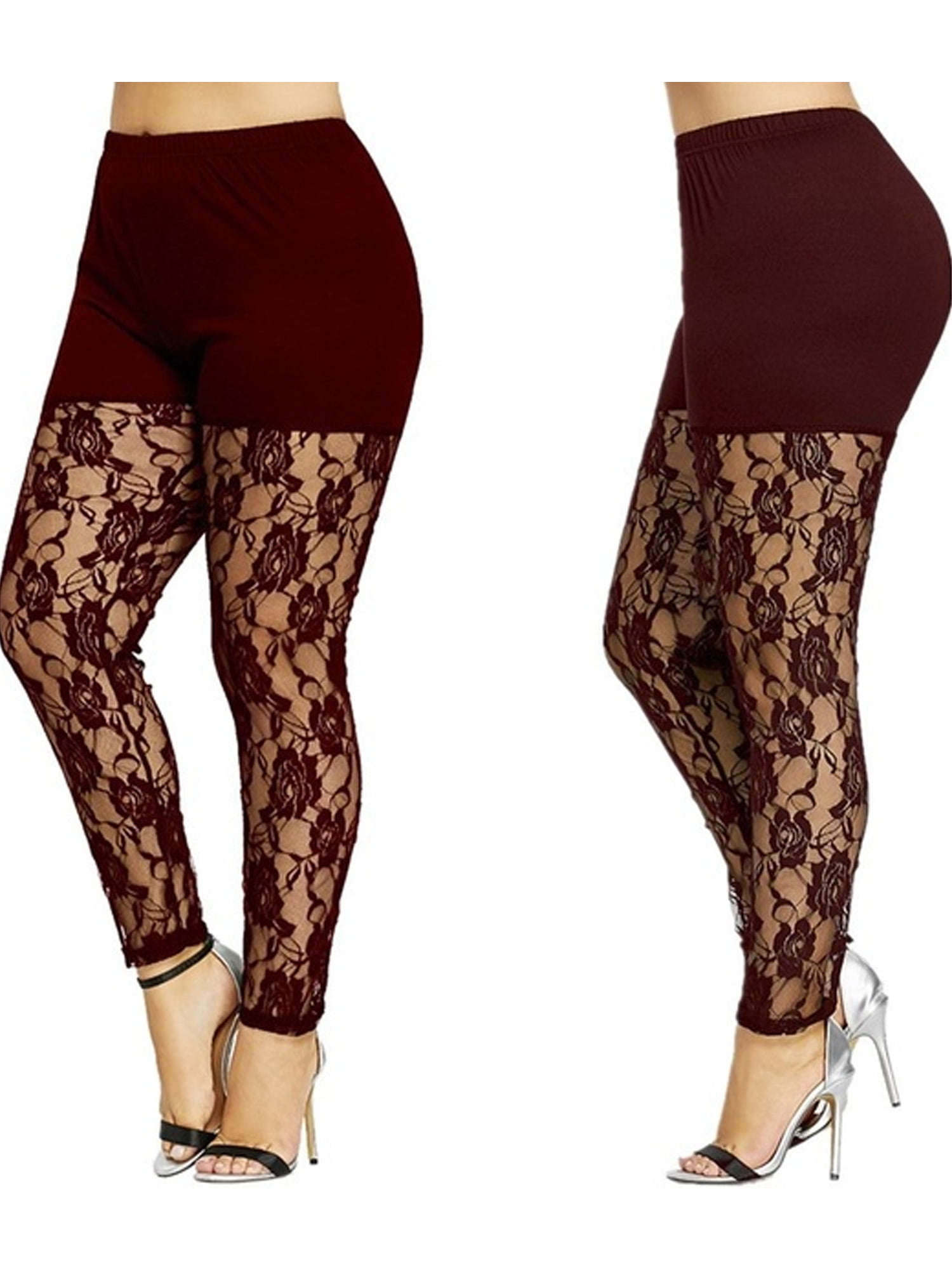 Womens Punk Rave Gothic Victorian Inspired Lace Leggings at Amazon Women's  Clothing store: