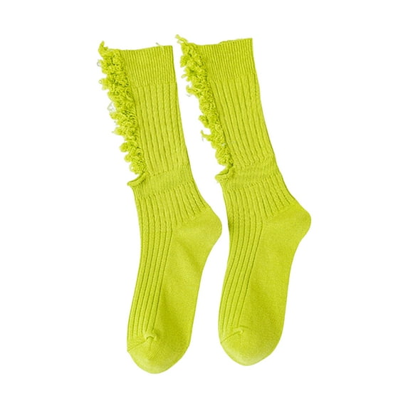 1 Pair Women Stockings Solid Color Breathable Cotton Sweat Absorption Protective Soft High Elasticity Ripped Long Holes Women Socks Fitness Socks
