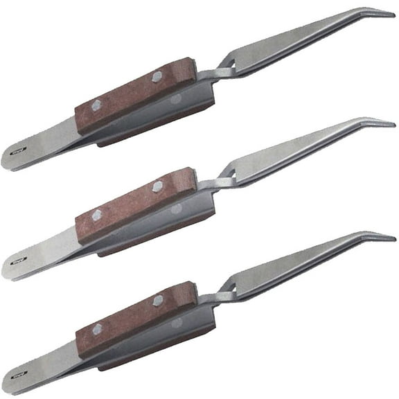 3 Pcs Tweezers Jewelry Soldering Fiber Grip Cross Locking Set Bent Tip